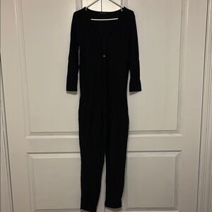 Sisley Black Button-Up Jumpsuit (Size XS)